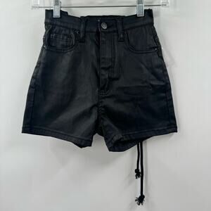 NWT AKIRA Black Vegan Leather lace up back shorts